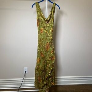 Sue Wong Silk and Velvet Cowl Neck Vintage Dress